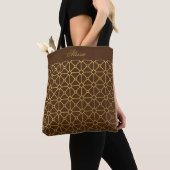 Tote Bag Brown classique et Motif or personnalisé (De près)
