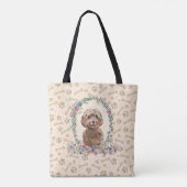 Tote Bag Brown Cockapoo Chien Empreinte de patte & Chien Bo (Dos)