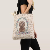 Tote Bag Brown Cockapoo Chien Empreinte de patte & Chien Bo (De près)