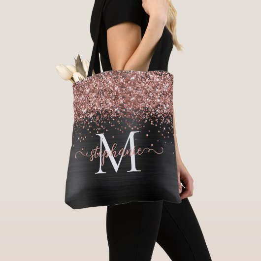 Tote Bag Brown Faux Parties scintillant Fille Glam Noir Per (De près)