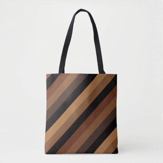 Tote Bag Brown foncé rayures obliques moderne élégant (Devant)