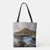 TOTE BAG BROWN MOUNTAIN NEAR BODY OF WATER UNDER CLOUDY SKY (Dos)
