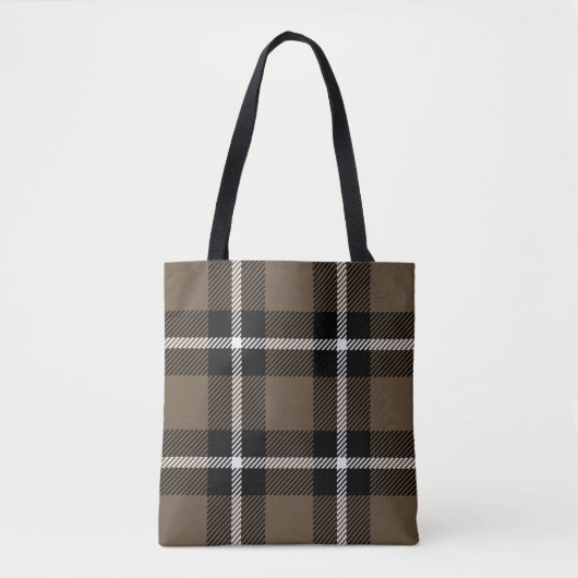 Tote Bag Brown, noir et crème plaid (Devant)