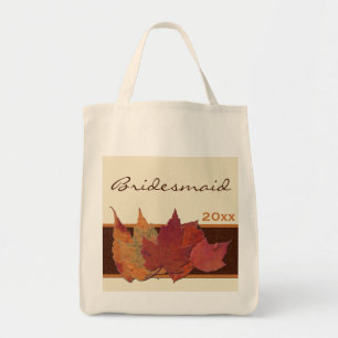 Tote Bag Brown Orange Ivory séché Feuilles Bridesmaid Fourr