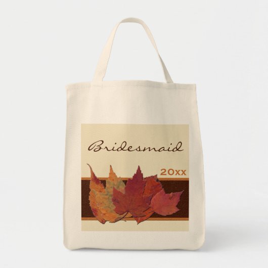 Tote Bag Brown Orange Ivory séché Feuilles Bridesmaid Fourr (Devant)