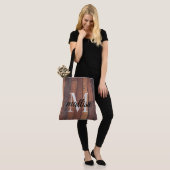 Tote Bag Brown Rustique Style Agritourisme Monogramme Scrip (Sur le modèle)