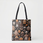 TOTE BAG BROWN TAN ORANGE NOËL GINGERBREAD COOKIES (Devant)