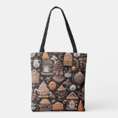 TOTE BAG BROWN TAN ORANGE NOËL GINGERBREAD COOKIES (Dos)