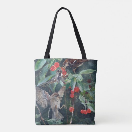 Tote Bag Bruants dans un cerisier, Bruno Liljefors (Dos)