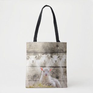 Tote Bag Brûlure d'agneau de bébé à mouton rustique