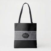 Tote Bag Brûlure gris monogramme sur noir (Devant)