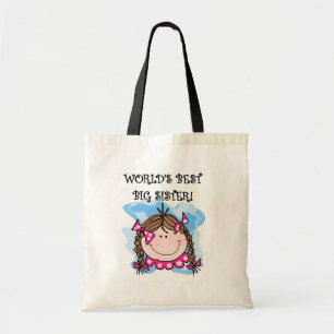 Tote Bag Brunette World's Best Big Sister Tshirts and Gifts