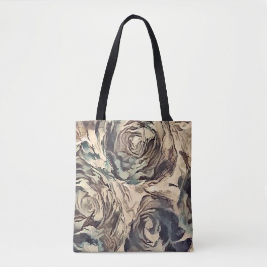Tote Bag Brush art Abstrait texturé rose imprimé brun beig (Devant)