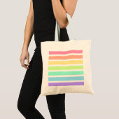 Tote Bag Bubblegum arc-en-ciel et bandes blanches (Devant (produit))