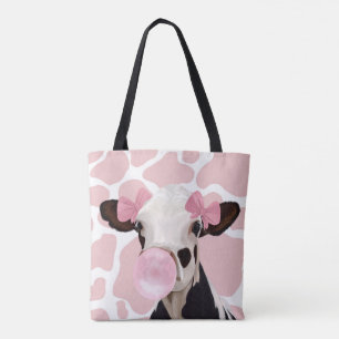 Tote Bag Bubblegum rose fille soufflant vache