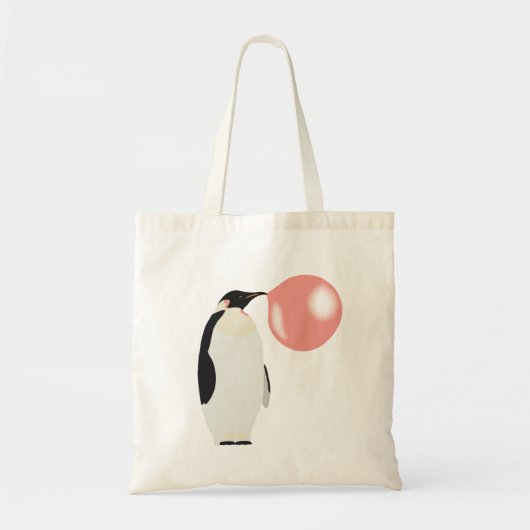 Tote Bag Buble Gomme Penguin soufflant bulle (Devant)