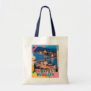 Tote Bag Budapest Hongrie Nuit Paysage Urbain Collage Pop A