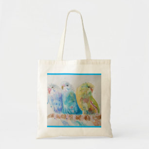 Tote Bag Budgie Aquarelle Peinture d'oiseau Budgies Aqua Tu