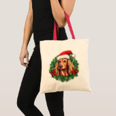 Tote Bag Buff Cocker Spaniel Holiday Wreath (Devant (produit))
