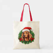 Tote Bag Buff Cocker Spaniel Holiday Wreath (Dos)