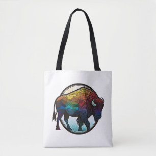 Tote Bag Buffalo Animal Portrait Vitrail Art de la faune