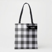 Tote Bag Buffalo Check blanc et noir Carrés plaid (Devant)