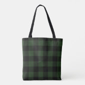 Tote Bag Buffalo Check Celtic Green and Black Carrés Plaid (Dos)