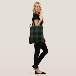 Tote Bag Buffalo Check Celtic Green and Black Carrés Plaid