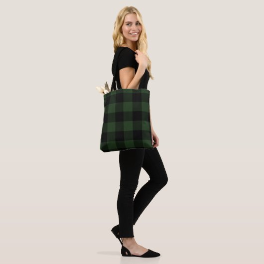 Tote Bag Buffalo Check Celtic Green and Black Carrés Plaid (Sur le modèle)