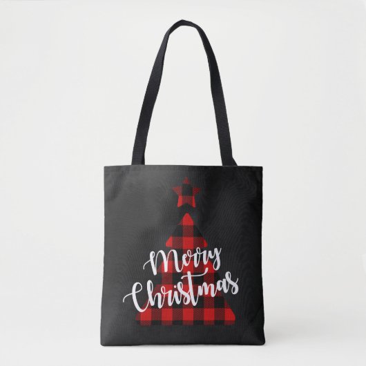 Tote Bag Buffalo Plaid Christmas Tree (Devant)