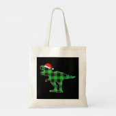 Tote Bag Buffalo Plaid Dinosaure Vert T Rex Funny Noël (Dos)
