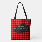 Tote Bag Buffalo Plaid Grunge Photo personnalisée Noël (Dos)