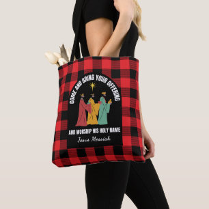 Tote Bag Buffalo Plaid Wise Men Custom Noël chrétien
