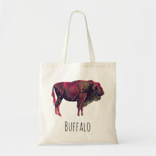 Tote Bag Buffalo Portrait Design pour bison ou animal sauva