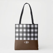 Tote Bag Buffle blanc noir moderne plaqué avec Monogramme (Devant)