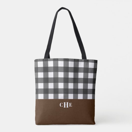 Tote Bag Buffle blanc noir moderne plaqué avec Monogramme (Dos)