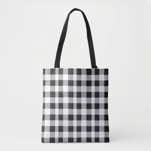 Tote Bag Buffle noir blanc En vichy vérifier Plaid T (Devant)