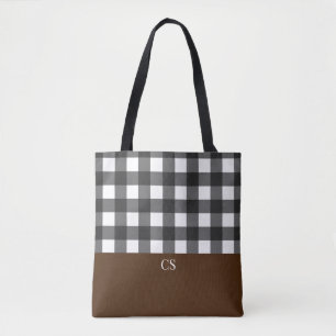 Tote Bag Buffle noir blanc plaqué avec Monogramme