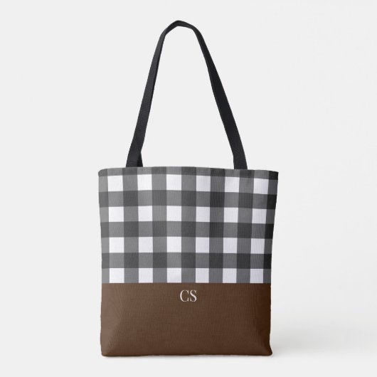 Tote Bag Buffle noir blanc plaqué avec Monogramme (Dos)