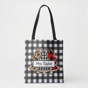 Tote Bag Buffle personnalisé Plaid Pays Arbres de Noël