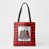 Tote Bag Buffle personnalisé Plaid Pays Arbres de Noël (Devant)