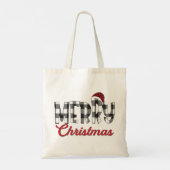 Tote Bag Buffle rouge, noir et blanc Plaid Joyeux Noël (Dos)
