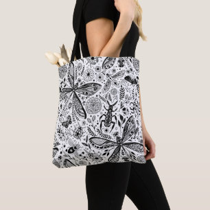 Tote Bag Bugs de Doodle sur bleu foncé