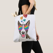 Tote Bag Bull Terrier Chien avec Coeurs Saint-Valentin (De près)