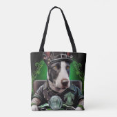 Tote Bag Bull Terrier Chien Conduite Vélo St. Patrick's Day (Dos)