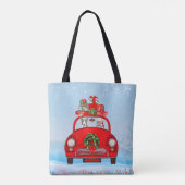 Tote Bag Bull Terrier Chien En Voiture Avec Le Père Noël (Dos)