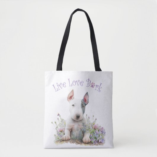 Tote Bag Bull Terrier Chien Maman Florale (Devant)