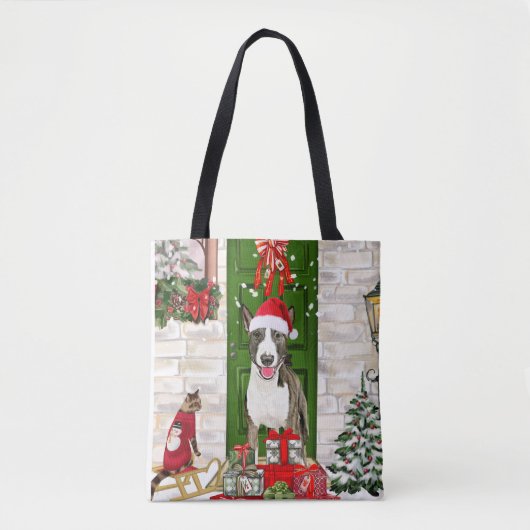 Tote Bag Bull Terrier Chien Noël (Devant)