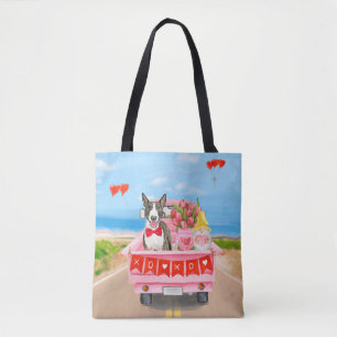 Tote Bag Bull Terrier Chien Saint-Valentin Camion Cœurs