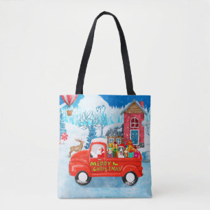 Tote Bag Bull Terrier dans un camion de livraison de Noël s